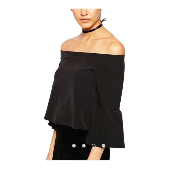Gianni Bini Black Bell‎ Sleeve Off the Shoulder Top size M - Picture 5 of 12
